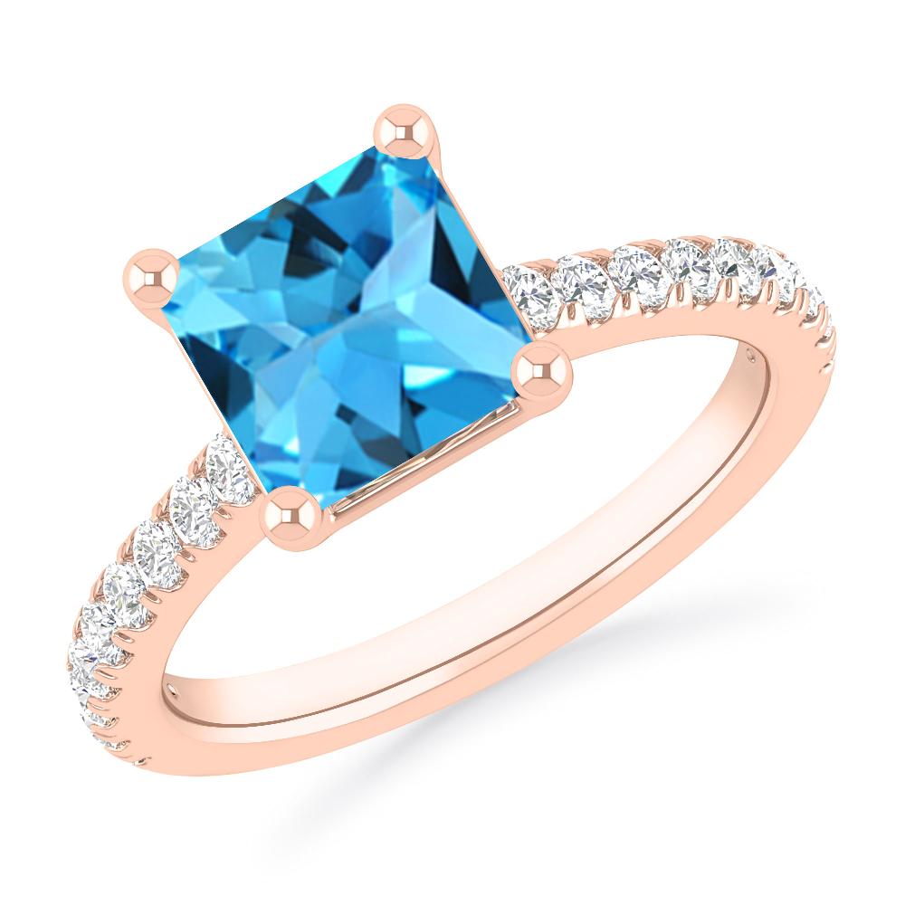 Rose Gold - Blue Topaz