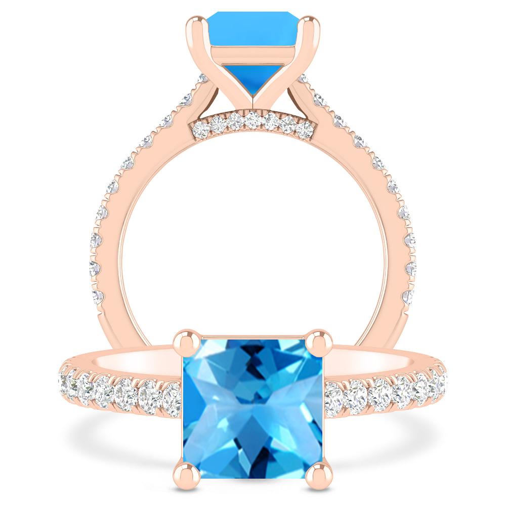 Rose Gold - Blue Topaz