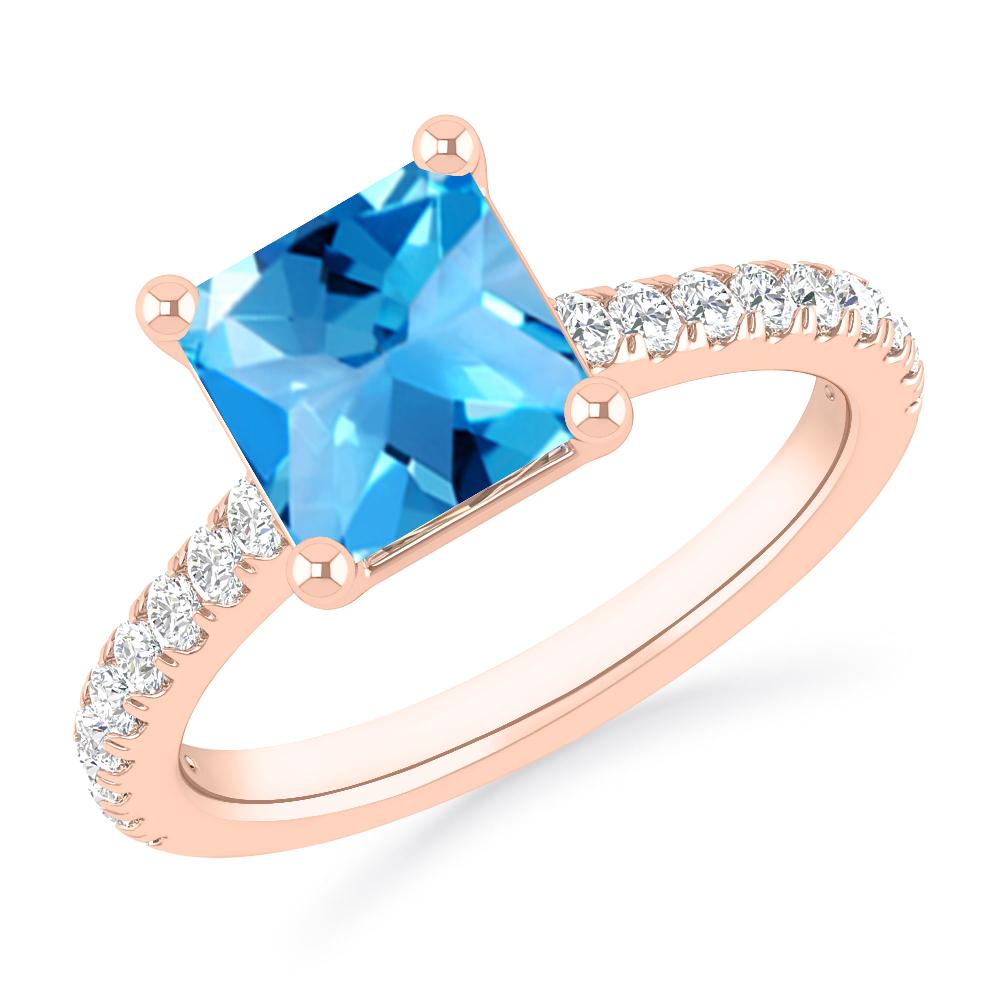 Rose Gold - Blue Topaz