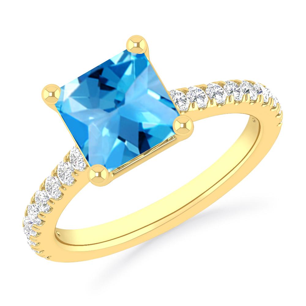 Yellow Gold - Blue Topaz