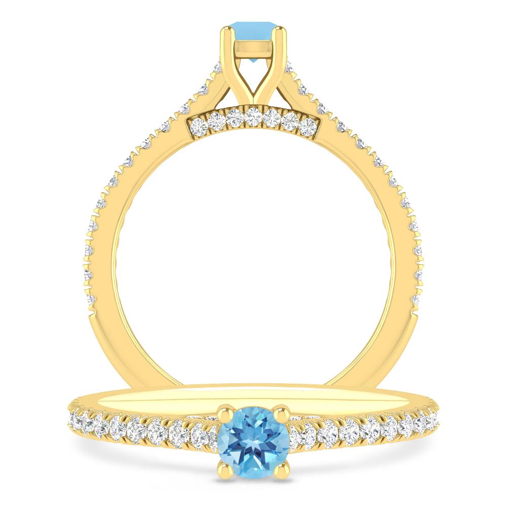 Yellow Gold - Blue Topaz