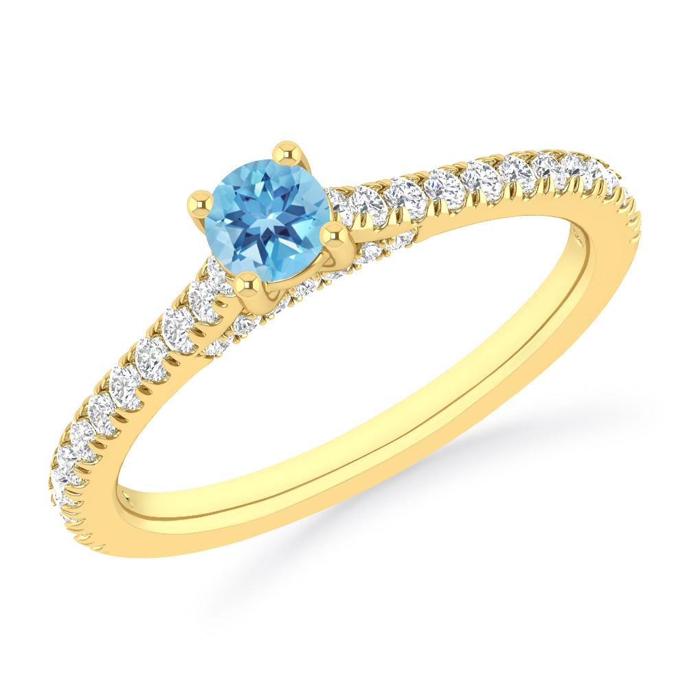 Yellow Gold - Blue Topaz