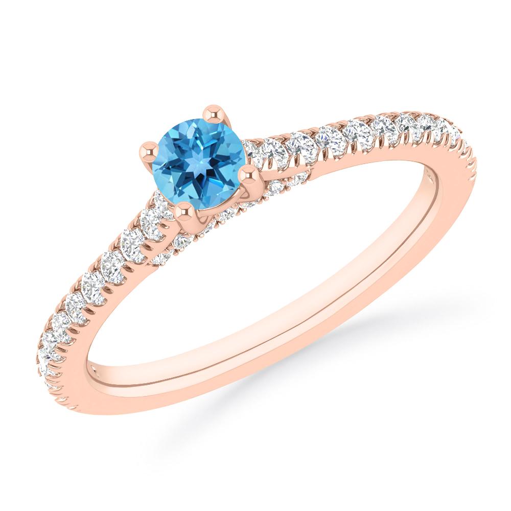 Rose Gold - Blue Topaz