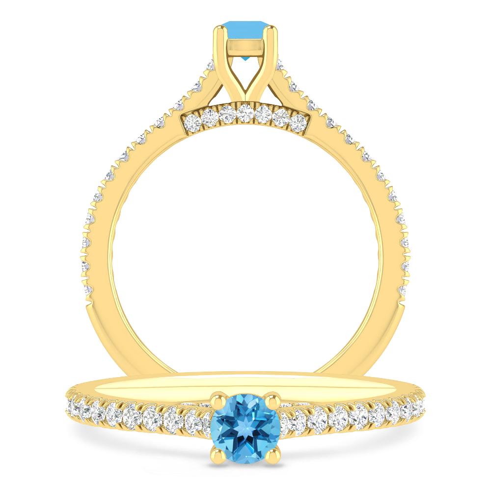 Yellow Gold - Blue Topaz