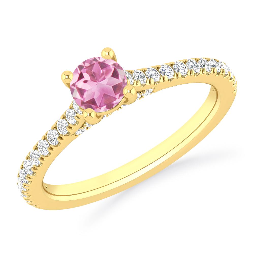 Yellow Gold - Pink Tourmaline