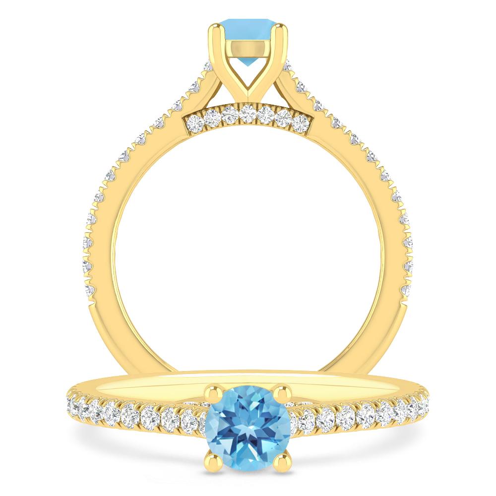 Yellow Gold - Blue Topaz