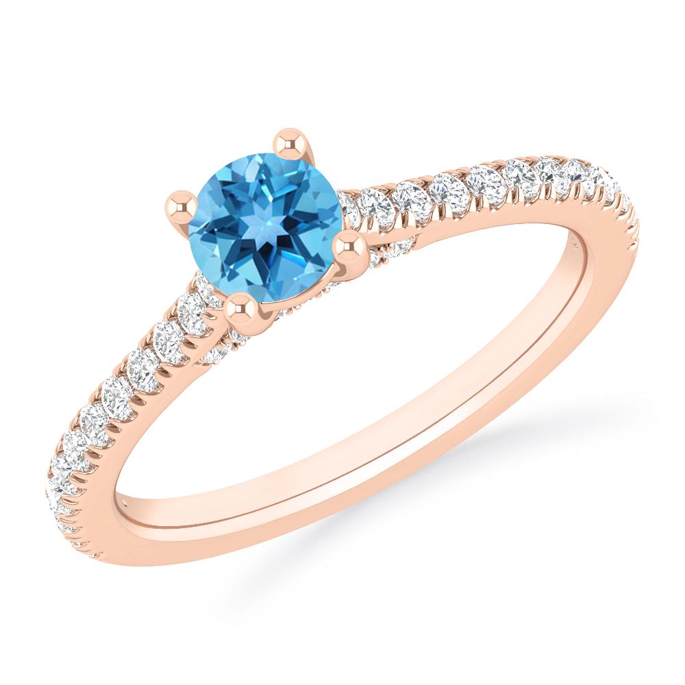 Rose Gold - Blue Topaz