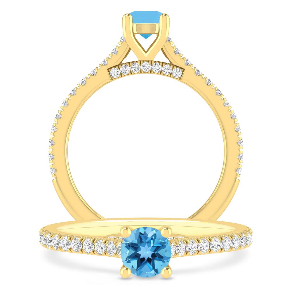 Yellow Gold - Blue Topaz