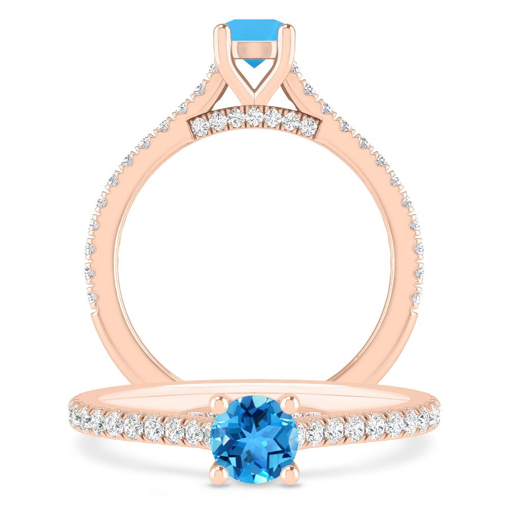 Rose Gold - Blue Topaz