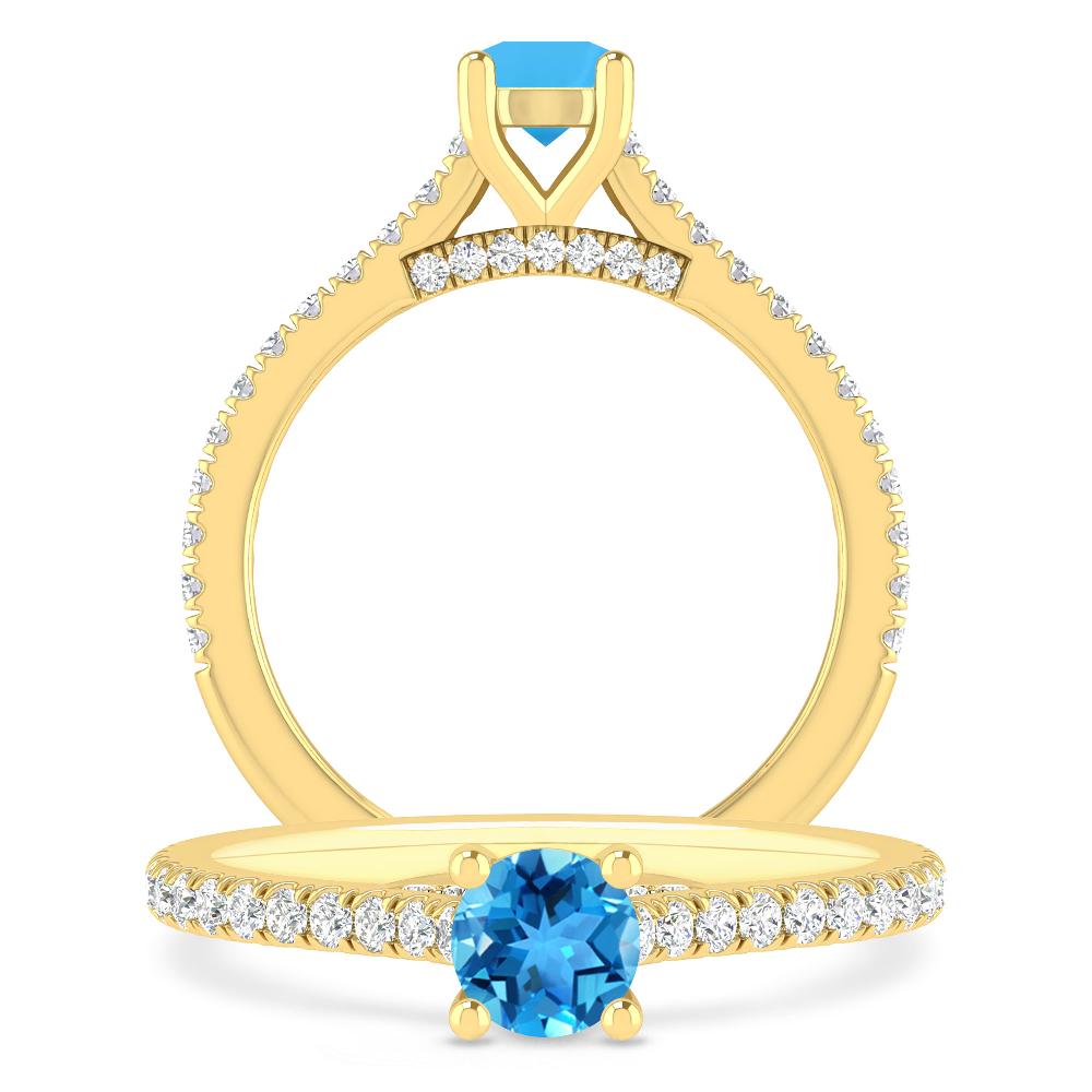 Yellow Gold - Blue Topaz