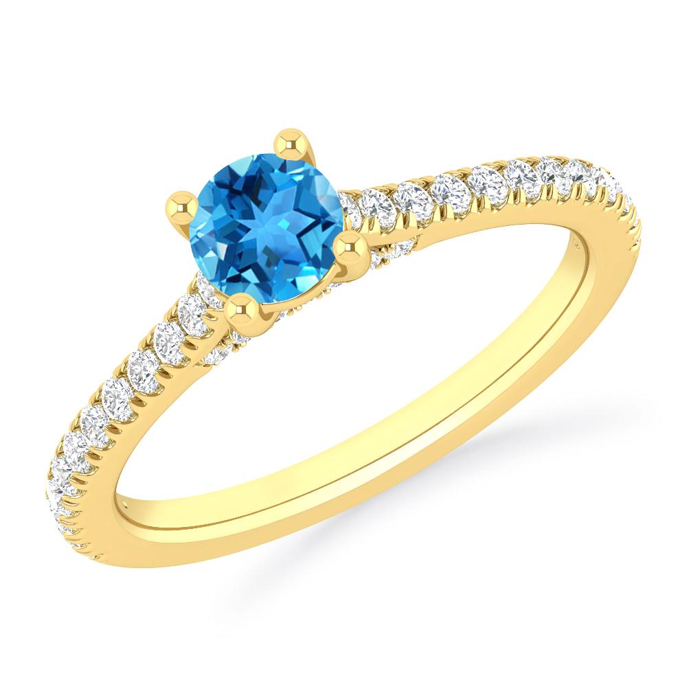 Yellow Gold - Blue Topaz