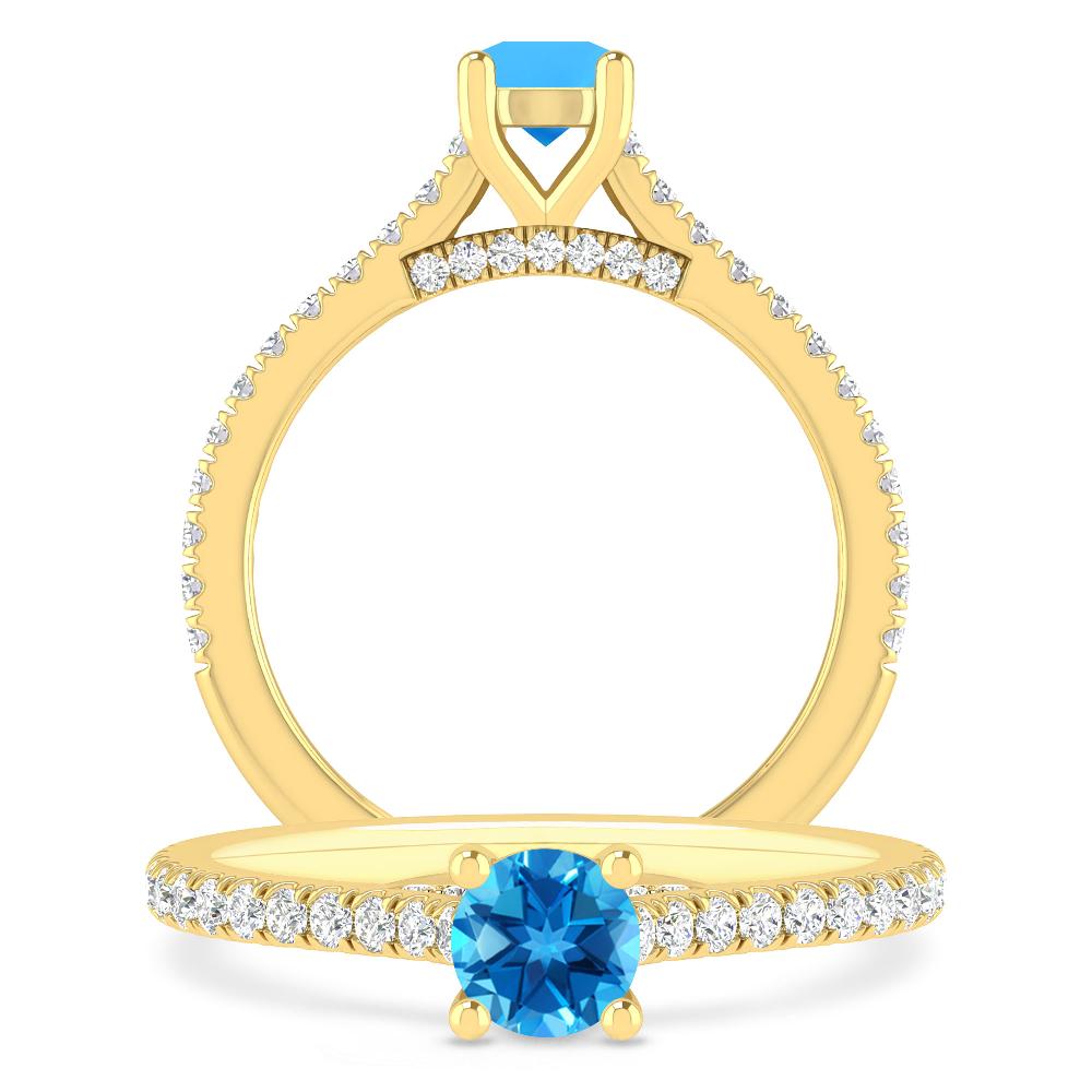 Yellow Gold - Blue Topaz