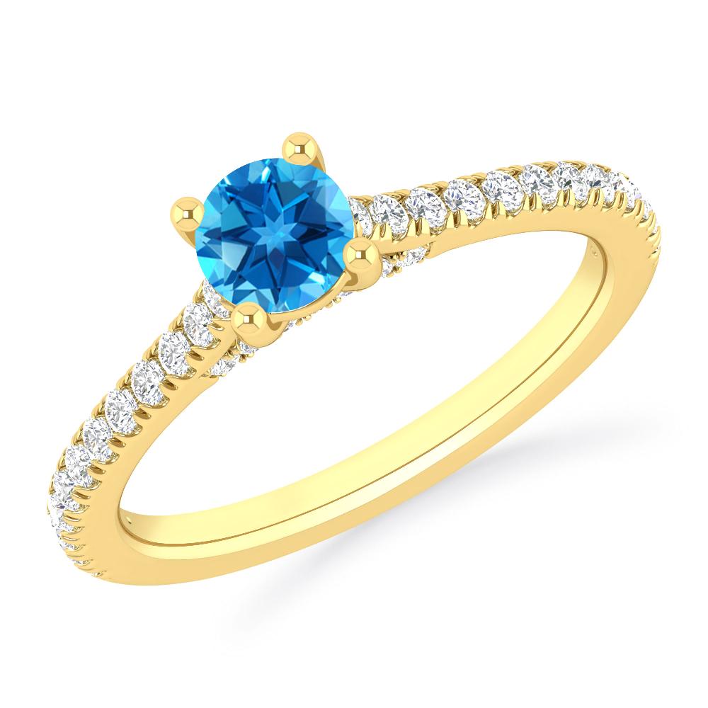 Yellow Gold - Blue Topaz