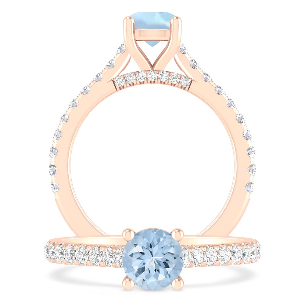 Rose Gold - Aquamarine