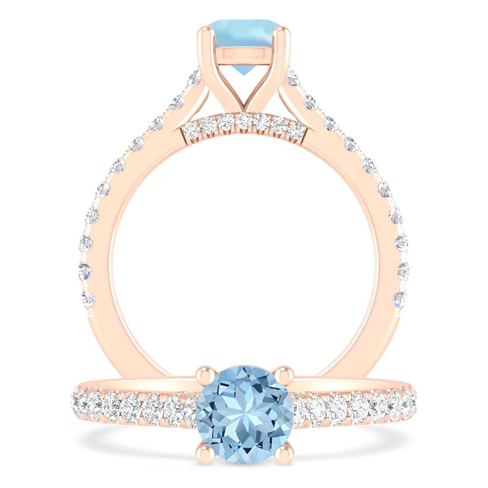 Rose Gold - Aquamarine