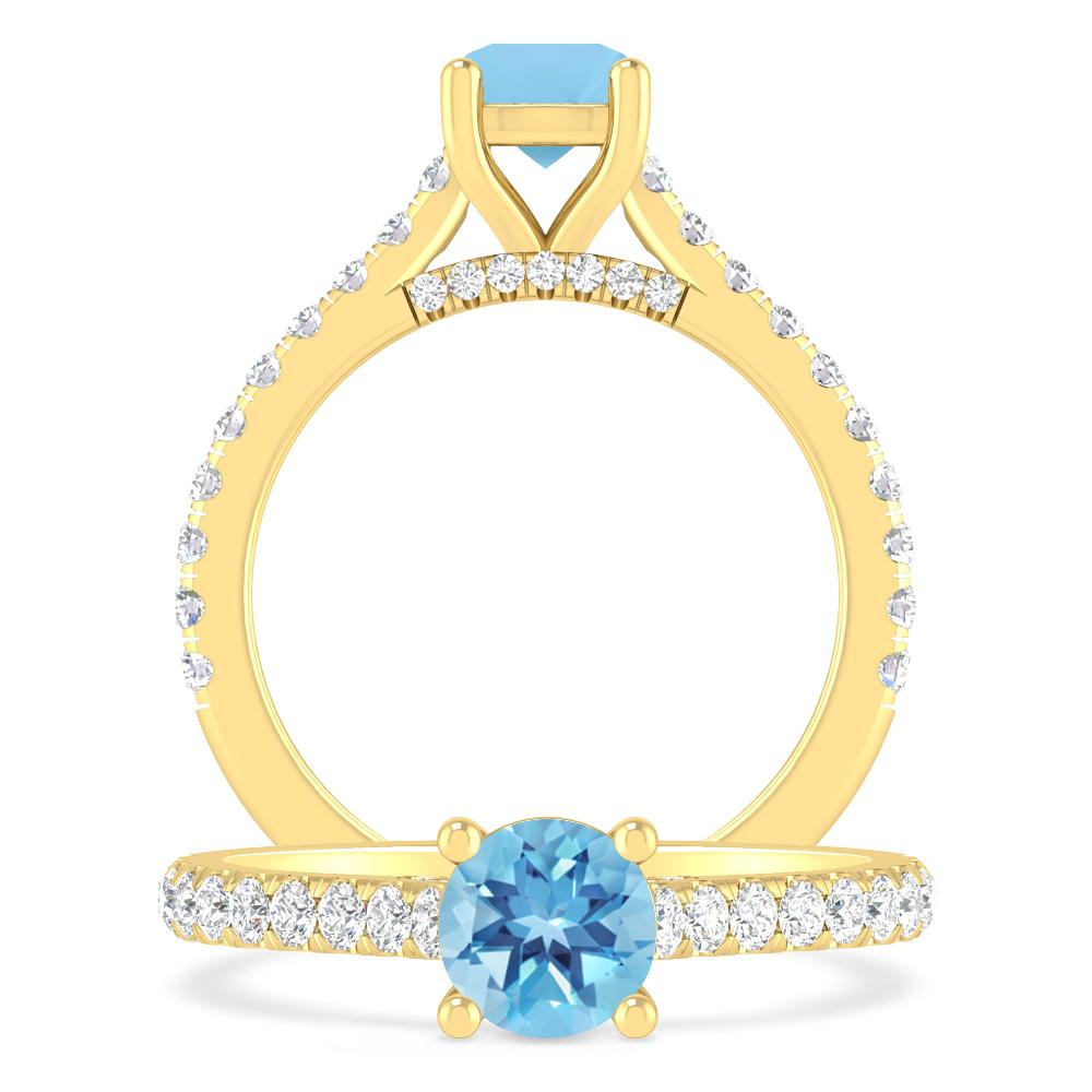 Yellow Gold - Blue Topaz