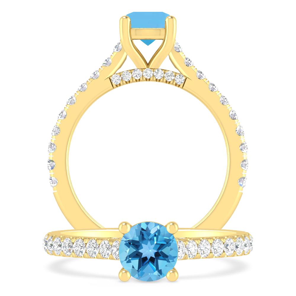 Yellow Gold - Blue Topaz