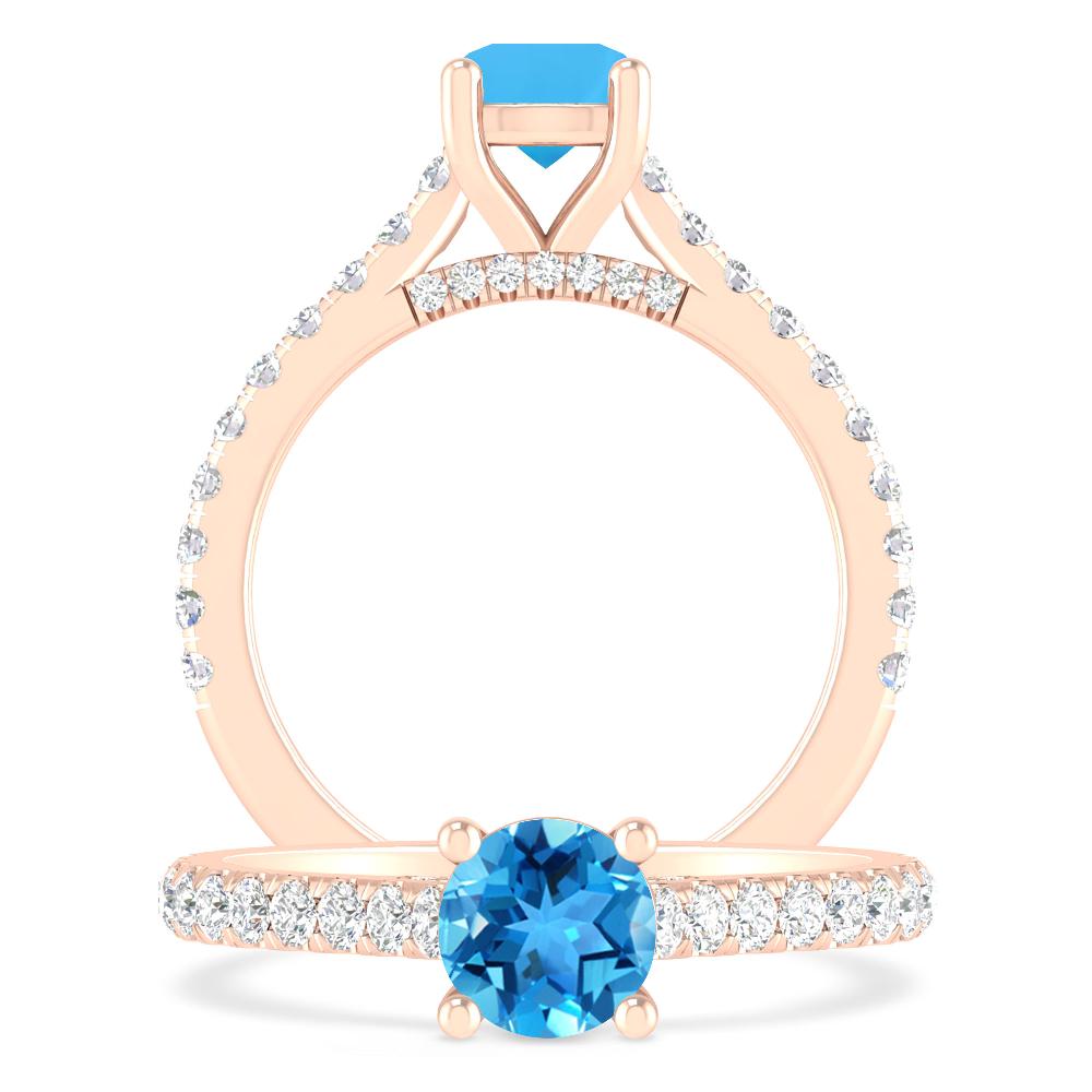 Rose Gold - Blue Topaz