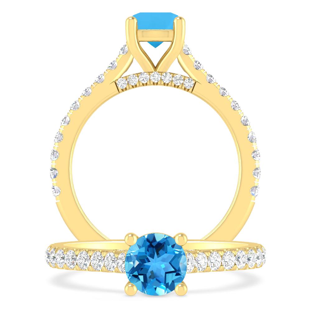 Yellow Gold - Blue Topaz