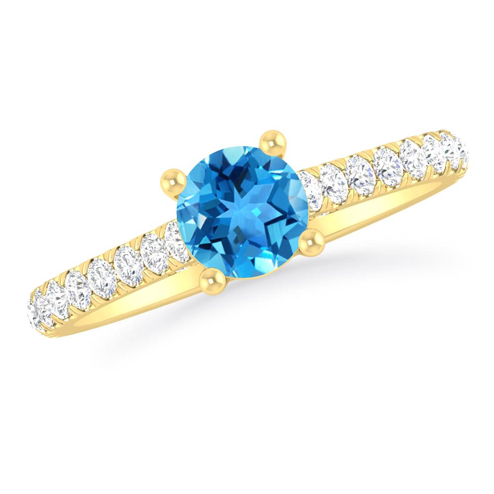 Yellow Gold - Blue Topaz