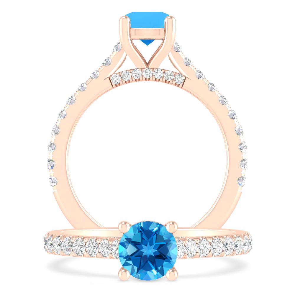 Rose Gold - Blue Topaz