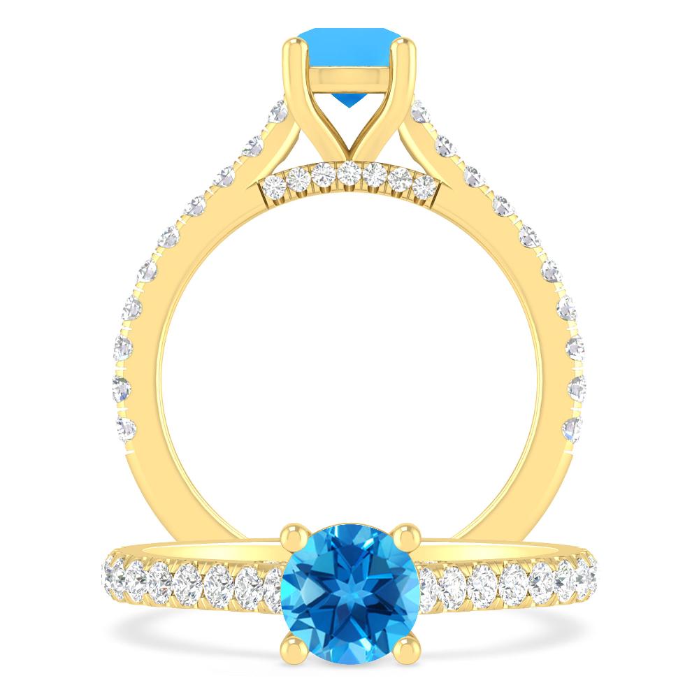 Yellow Gold - Blue Topaz