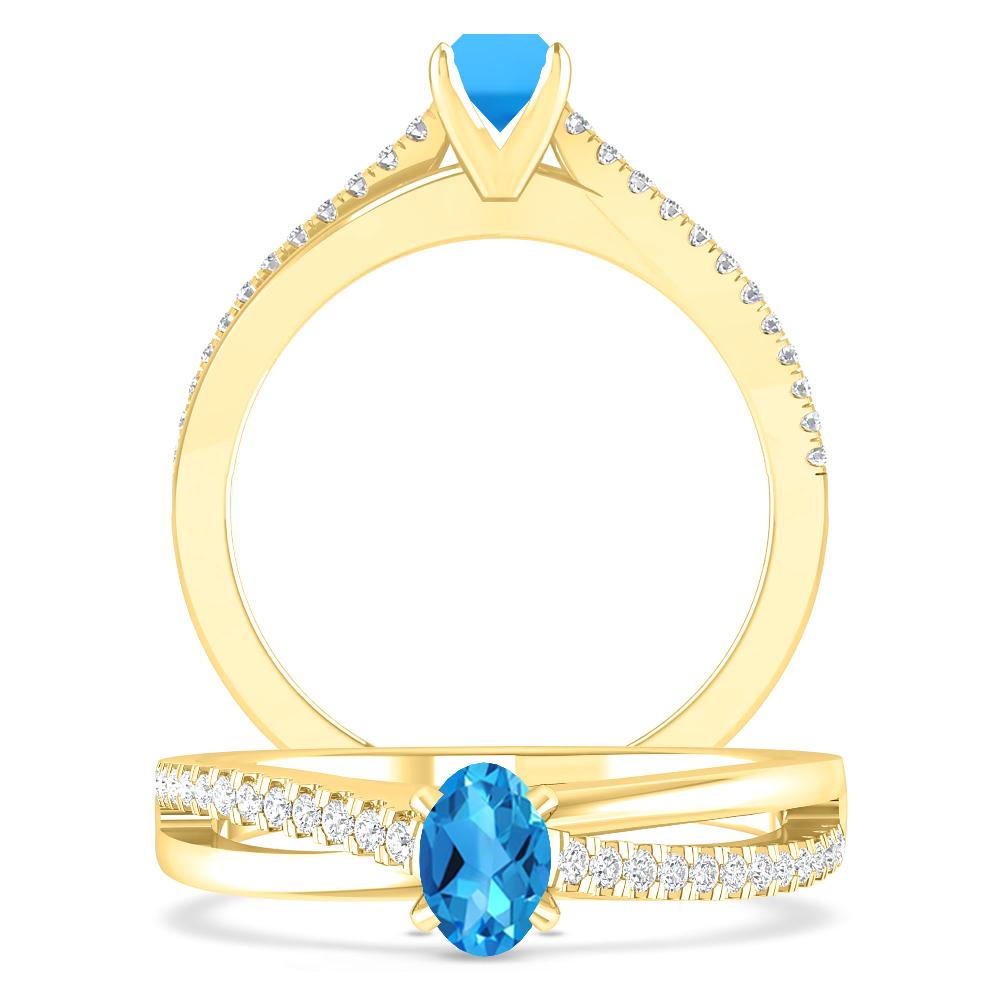 Yellow Gold - Blue Topaz