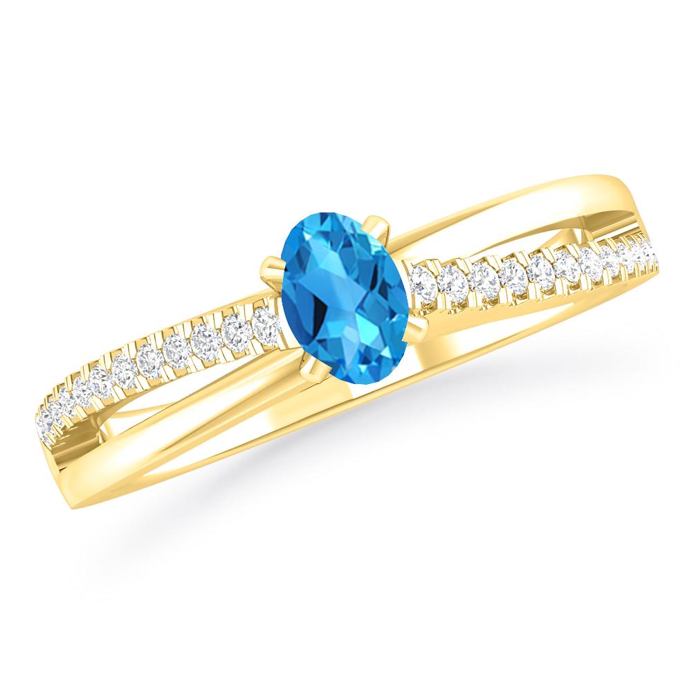 Yellow Gold - Blue Topaz