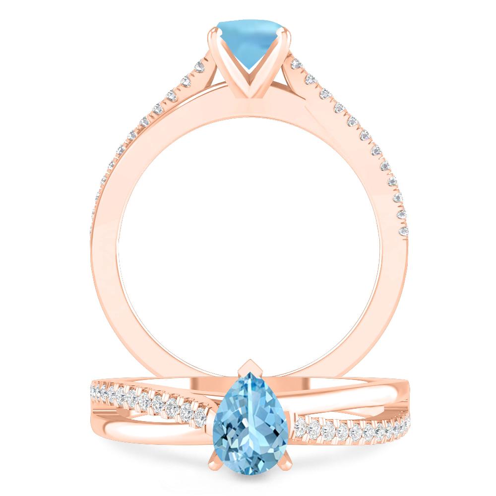 Rose Gold - Aquamarine