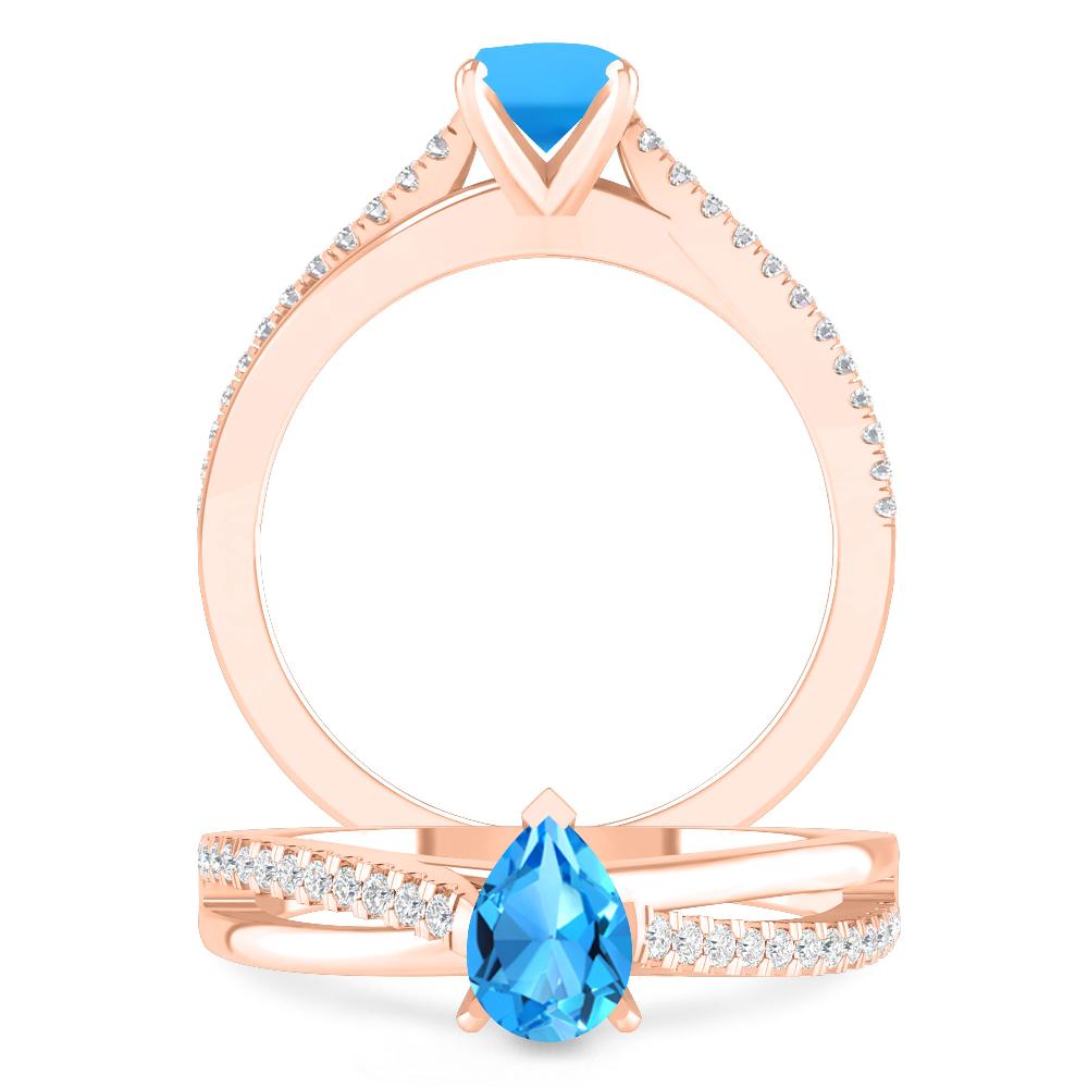 Rose Gold - Blue Topaz