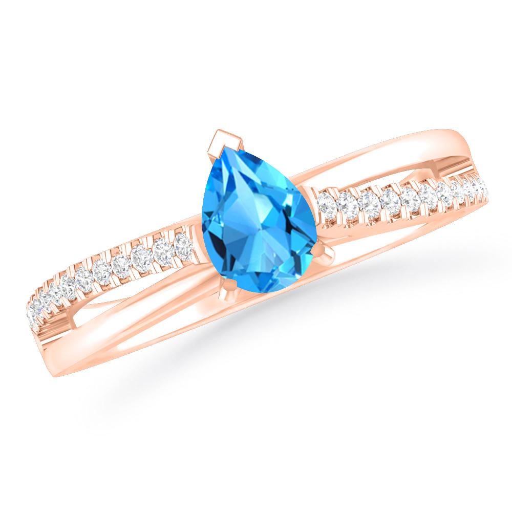 Rose Gold - Blue Topaz