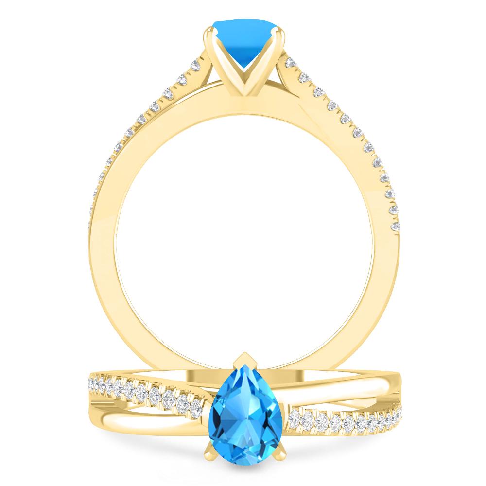 Yellow Gold - Blue Topaz