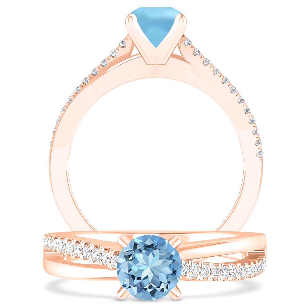 Rose Gold - Aquamarine