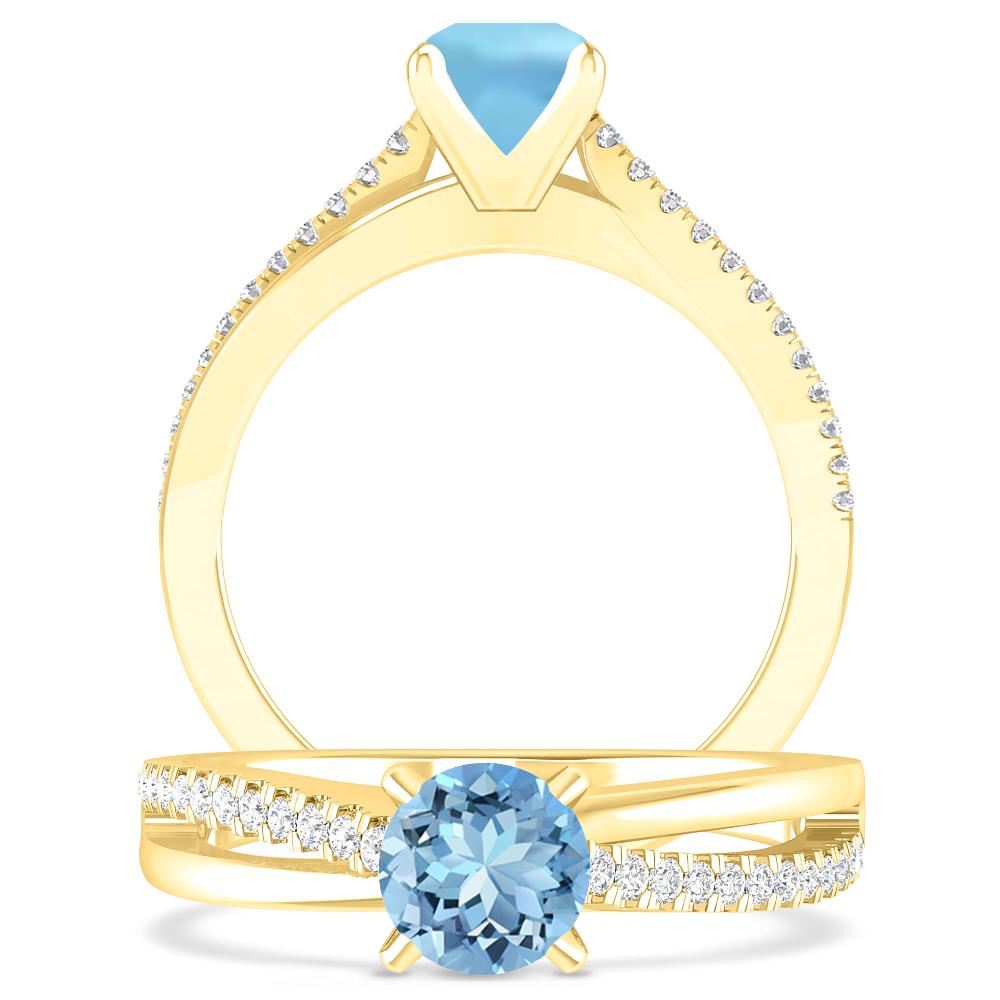 Yellow Gold - Aquamarine