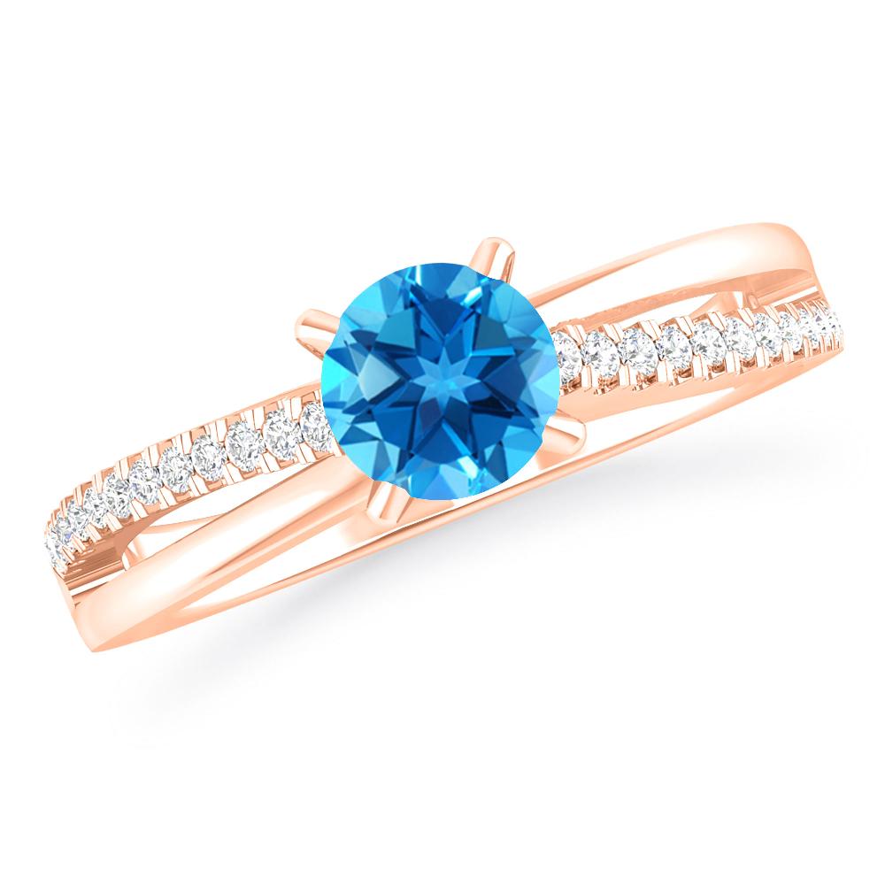 Rose Gold - Blue Topaz