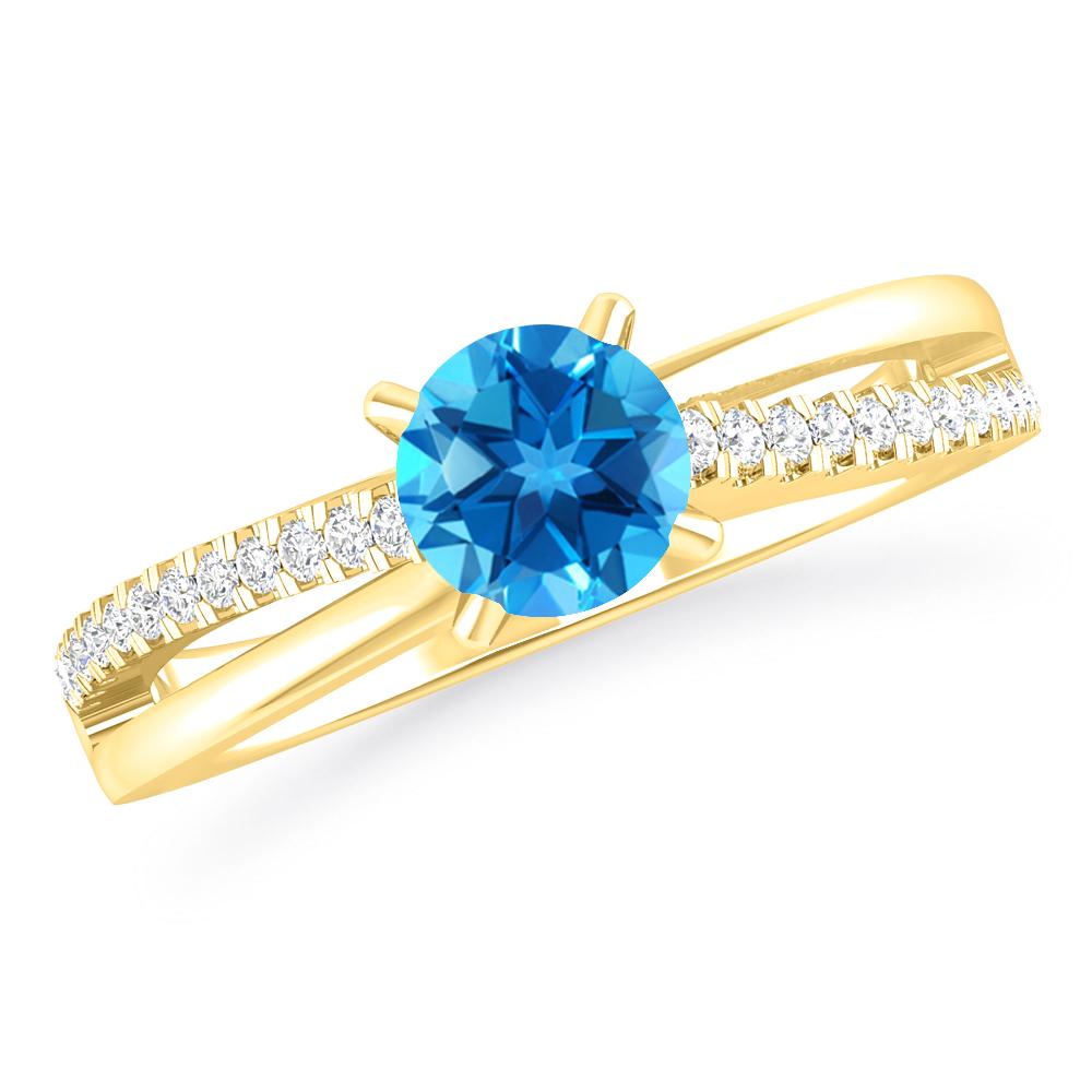 Yellow Gold - Blue Topaz