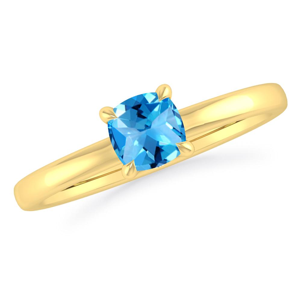 Yellow Gold - Blue Topaz