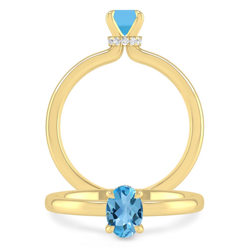 Yellow Gold - Blue Topaz