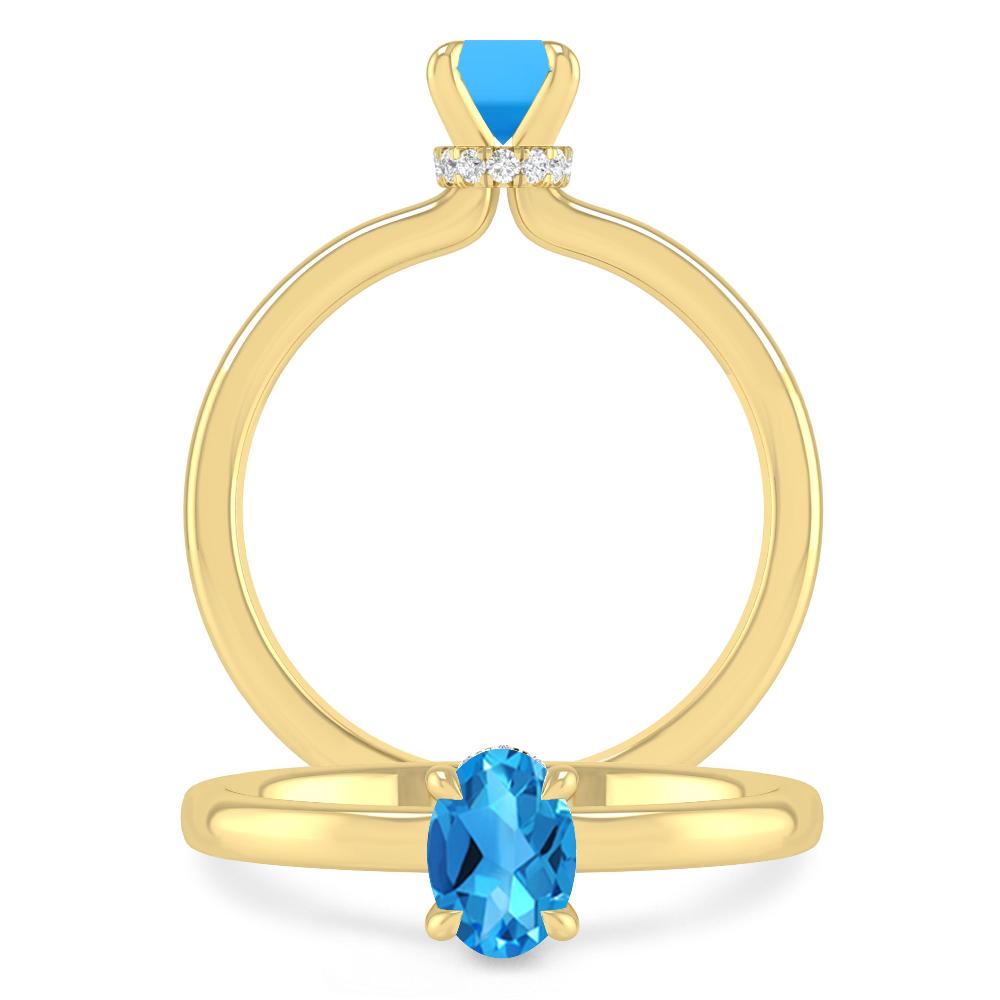 Yellow Gold - Blue Topaz