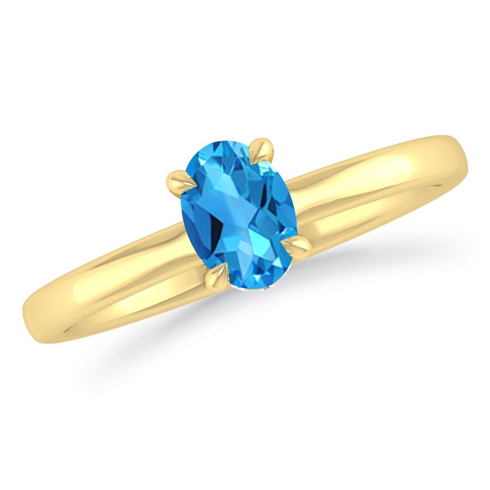 Yellow Gold - Blue Topaz