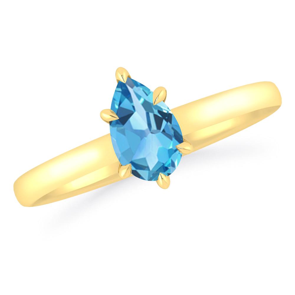 Yellow Gold - Blue Topaz