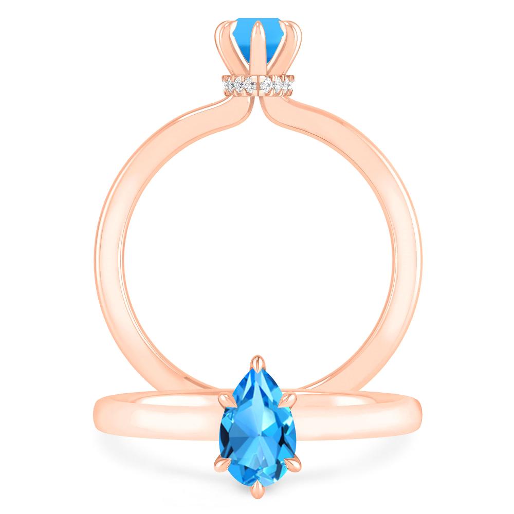 Rose Gold - Blue Topaz