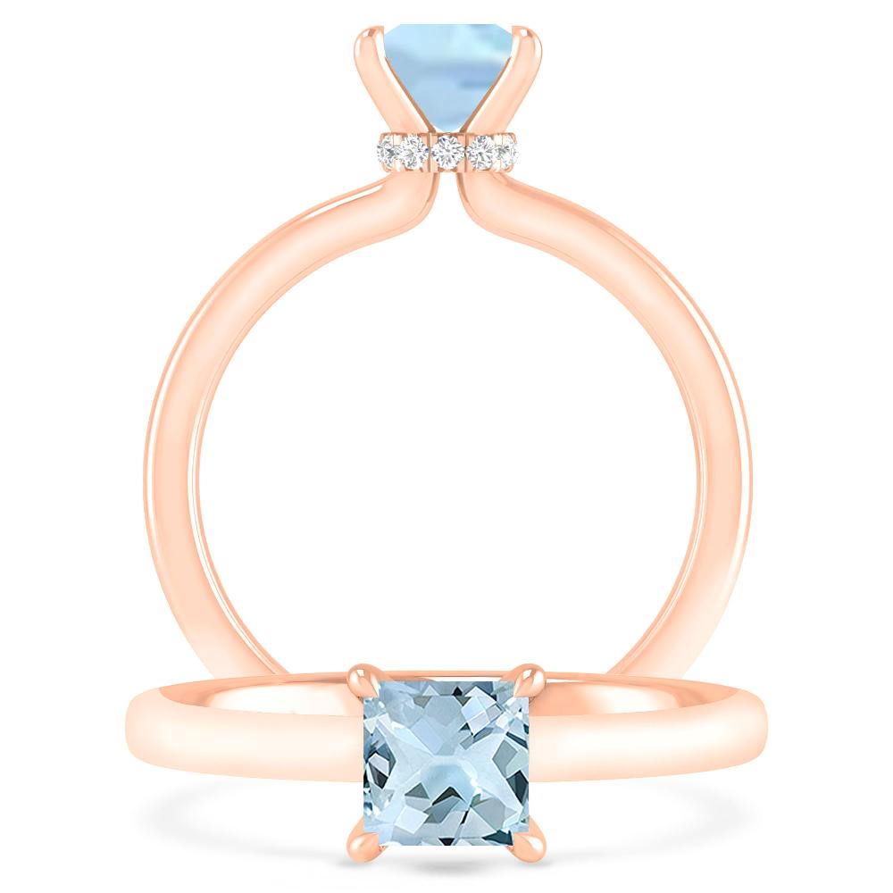 Rose Gold - Aquamarine