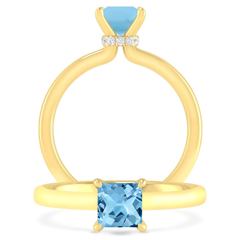 Yellow Gold - Blue Topaz