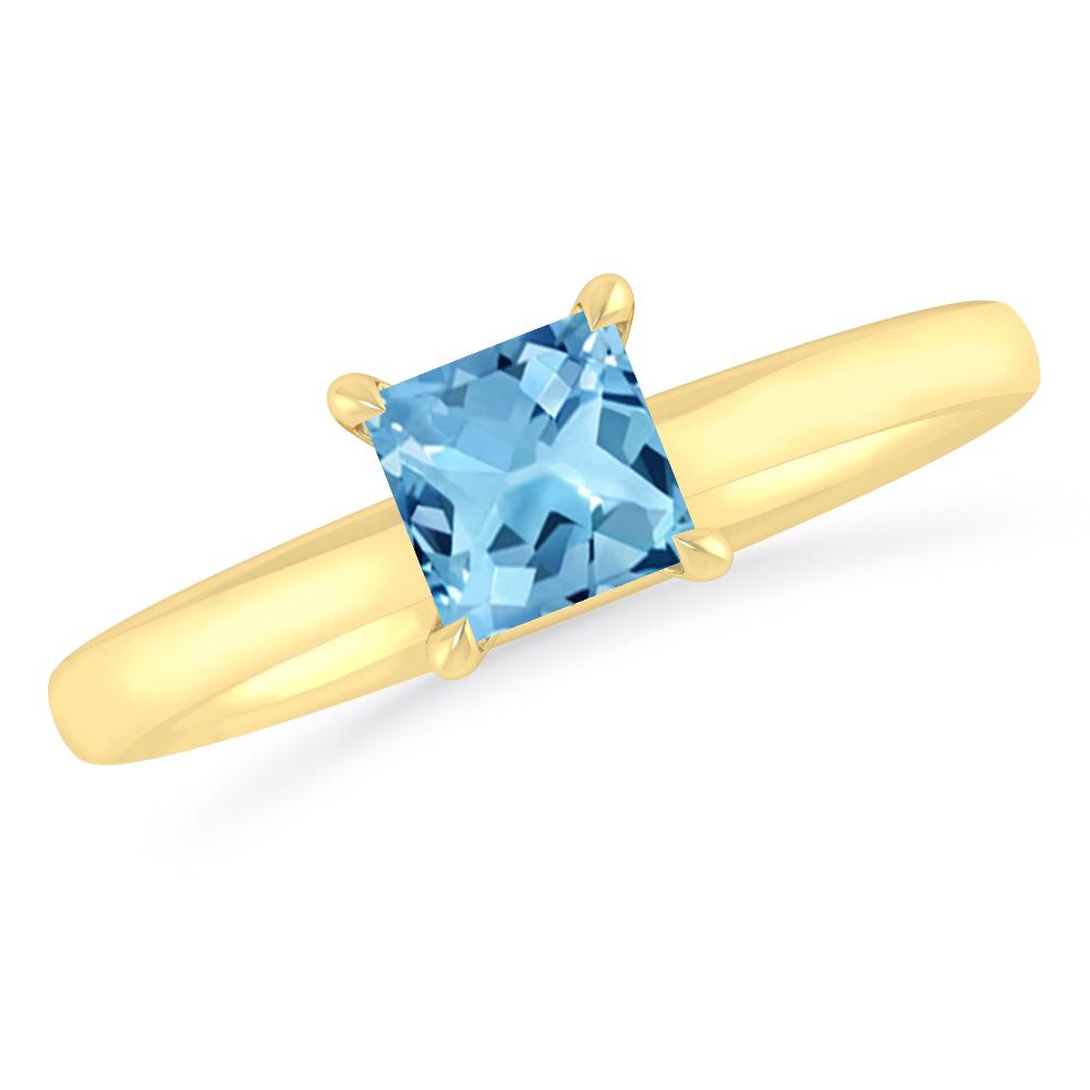 Yellow Gold - Blue Topaz