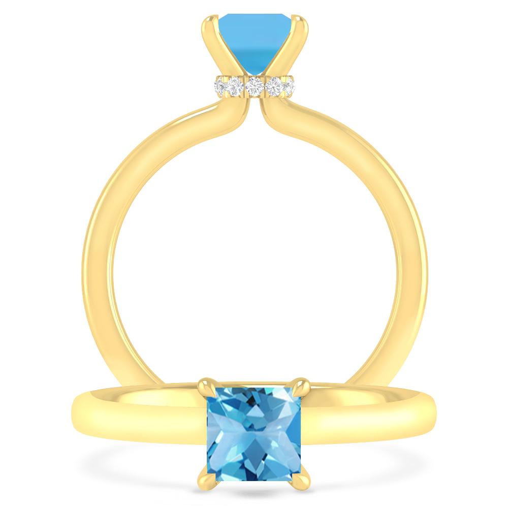 Yellow Gold - Blue Topaz