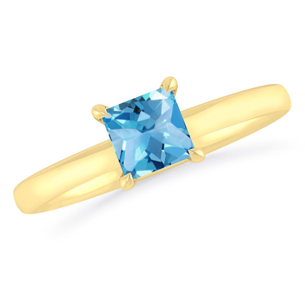 Yellow Gold - Blue Topaz