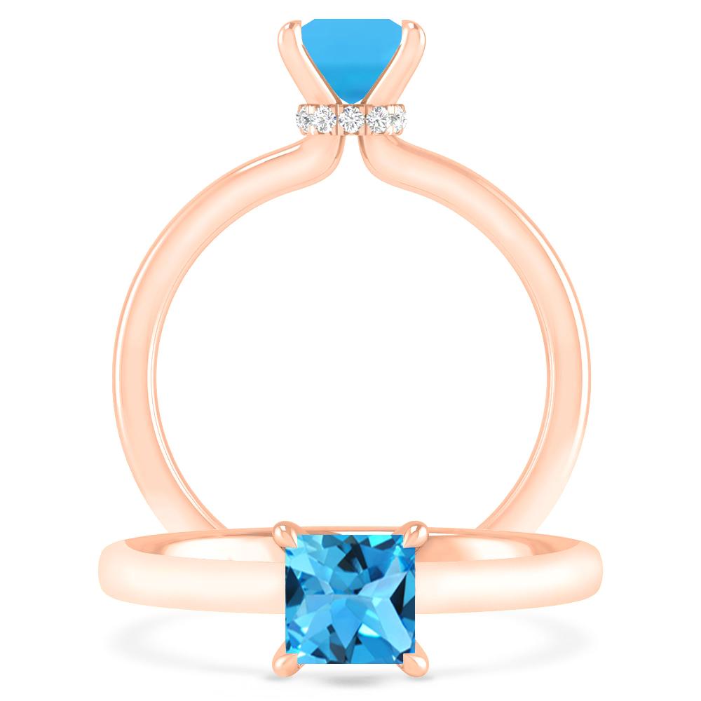 Rose Gold - Blue Topaz