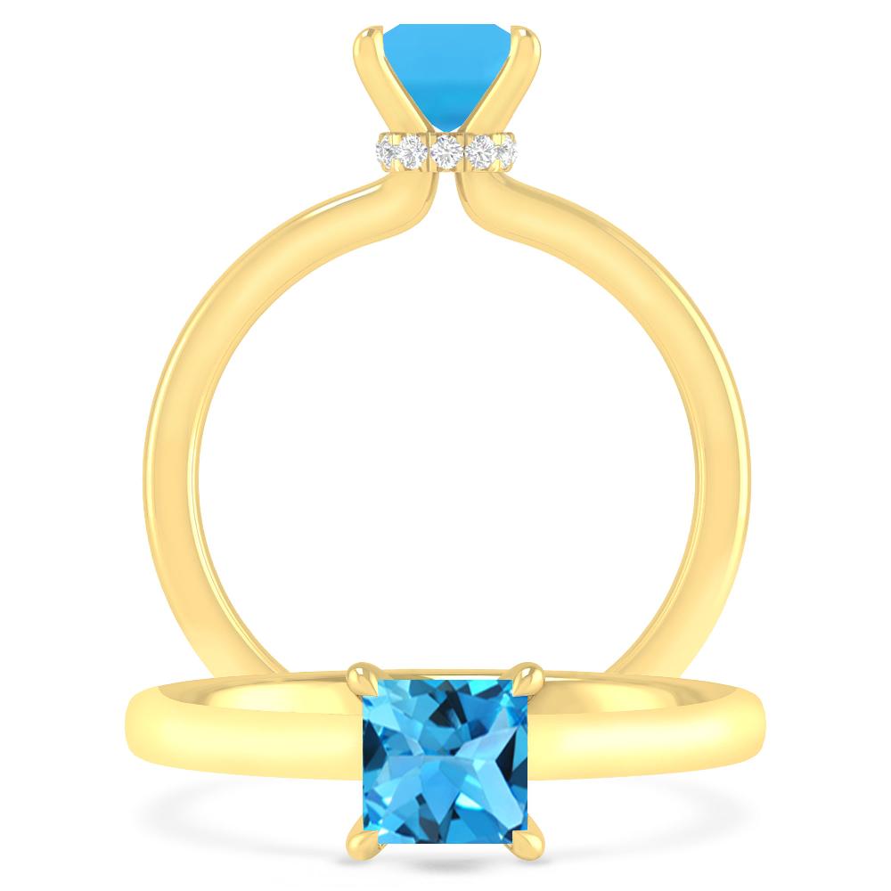 Yellow Gold - Blue Topaz