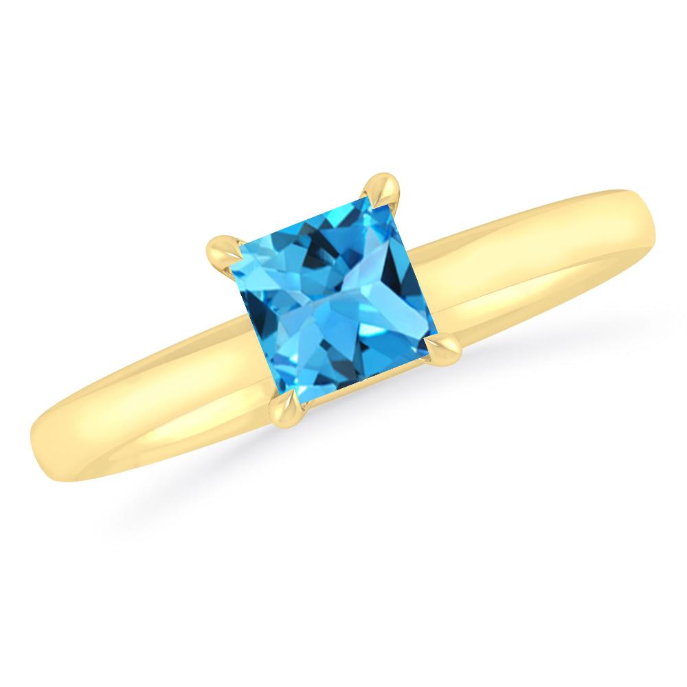 Yellow Gold - Blue Topaz